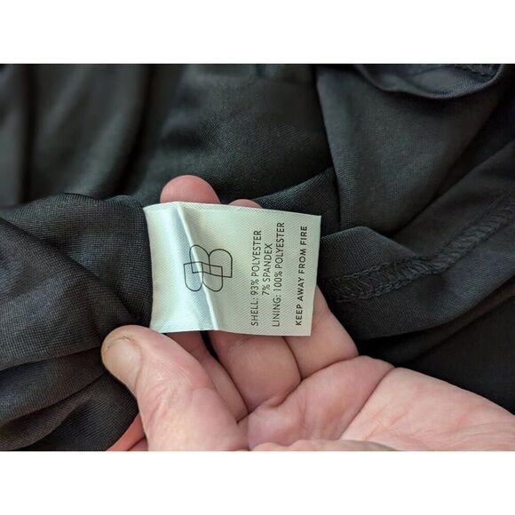 Baltic Born Women’s Medium Black Tie Front Deep Plunge Neck Midi Dress Stretch - Picture 3 of 7